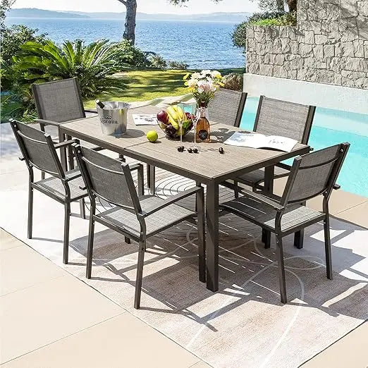 DAFIFY 7 Piece Patio Dining Set Outdoor Table Chairs