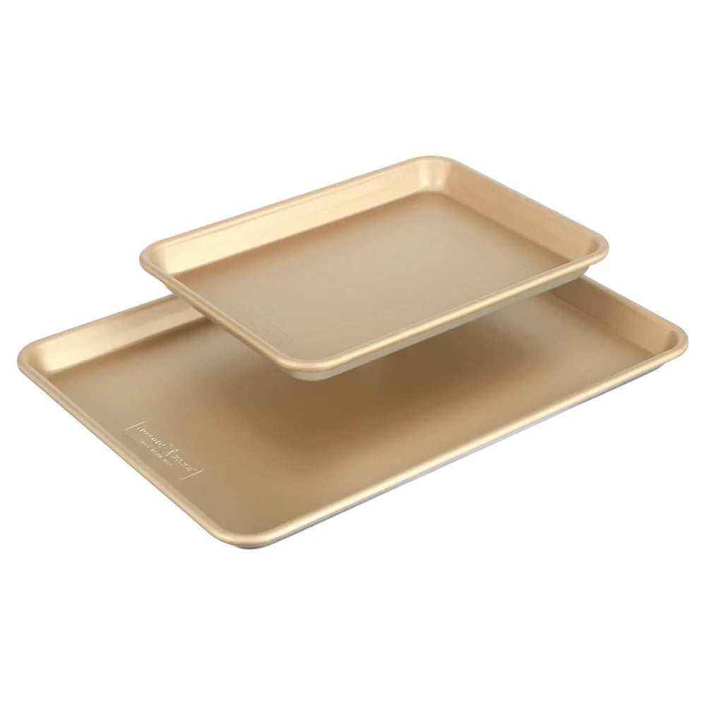 Nonstick Baking Sheets Set of 2 Metal Cookie and Baking Pans Rectangular Kitchen Cookware Baking Roasting Easy Cleanup