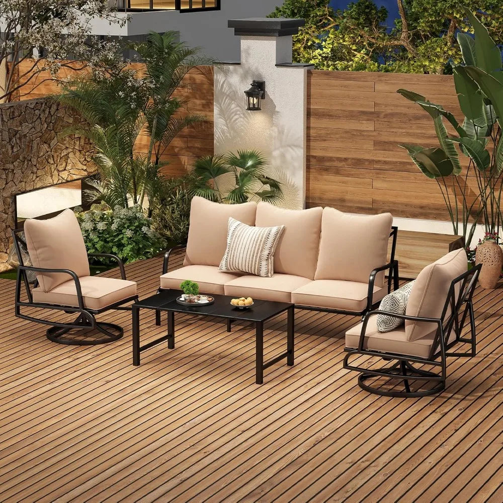 ANGDUO Outdoor Furniture Set 4 Piece Sofa Coffee Table