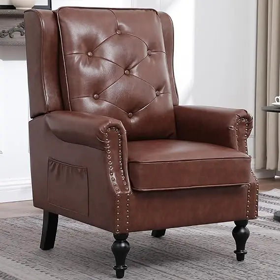 Color Wingback Leather Armchair Modern Accent Chair