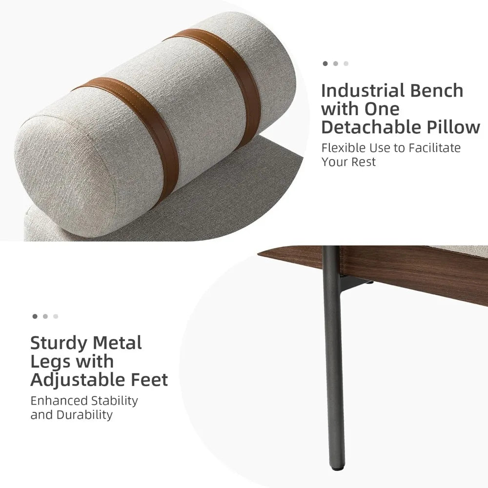 HULALA Home Upholstered Bedroom Bench Removable Pillow
