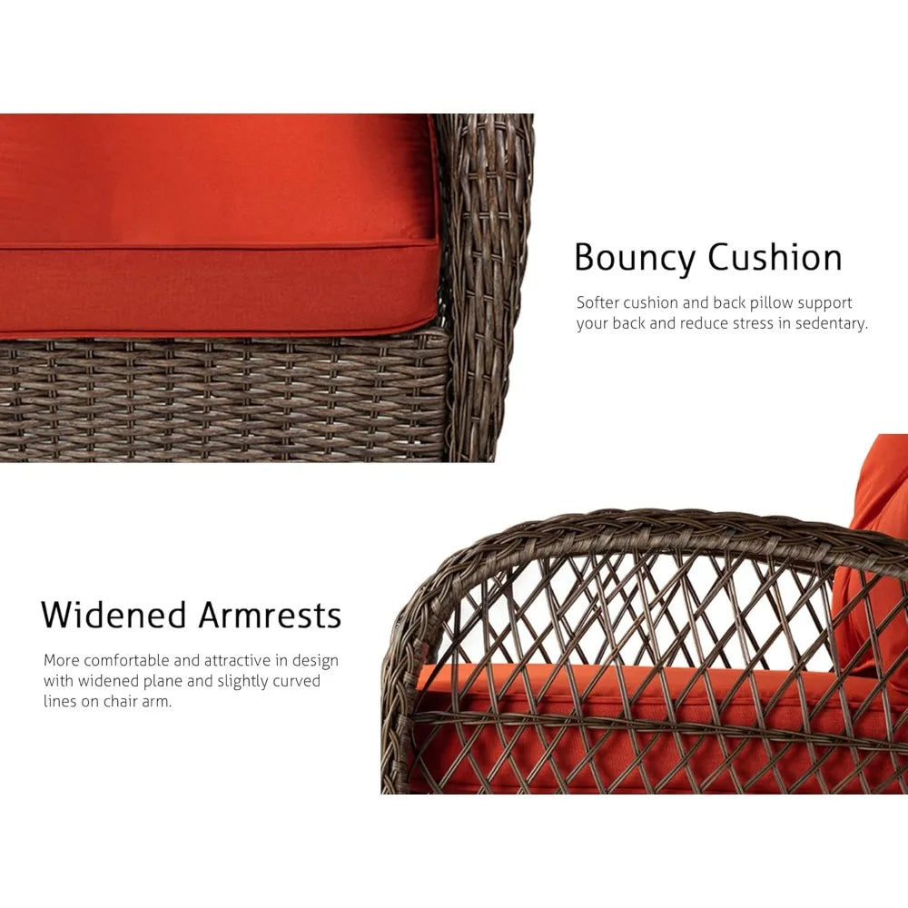 MKDK Patio Furniture Set Outdoor Wicker Bistro Rockers