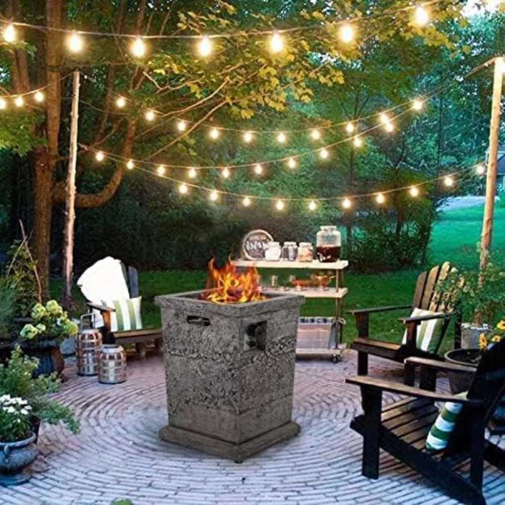 PHI VILLA Square Patio Gas Fire Pit Table 30000 BTU