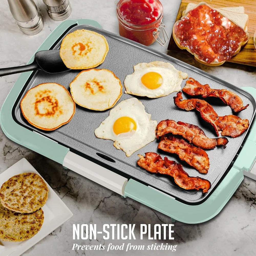 Electric Griddle Non-Stick Cooking Surface 16 x 10 Inch Adjustable Thermostat Indoor Grill Easy Cleanup Perfect Pancakes Eggs