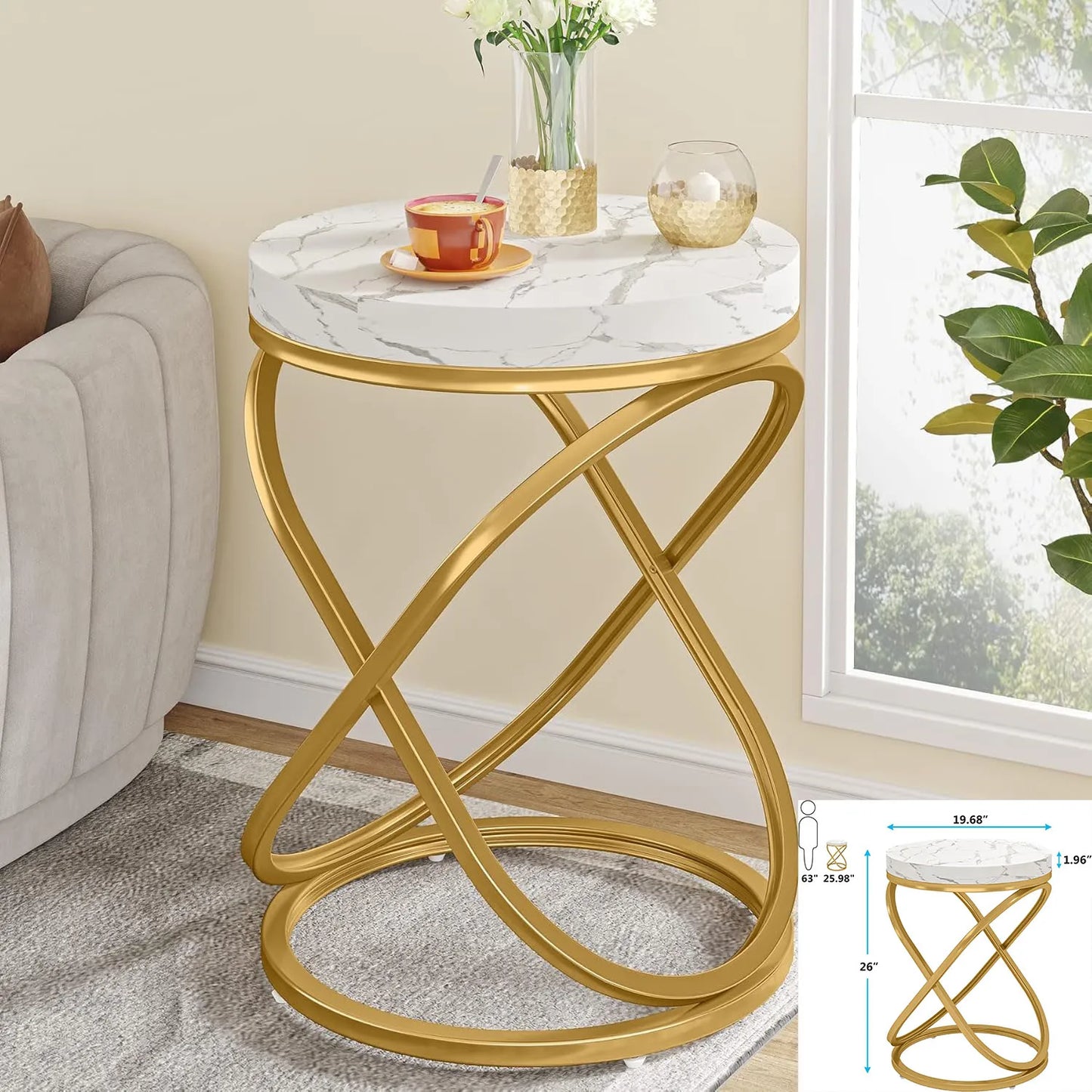Little Tree Modern Square Two Tier End Table With Storage