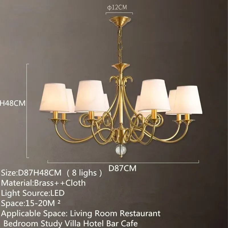 OUFULA Dorian Village Brass Chandelier LED Pendant Lamp