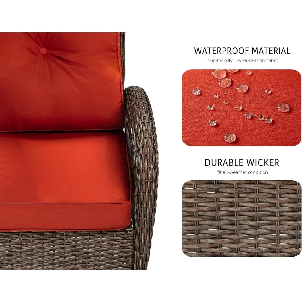 MKDK Patio Furniture Set Outdoor Wicker Bistro Rockers