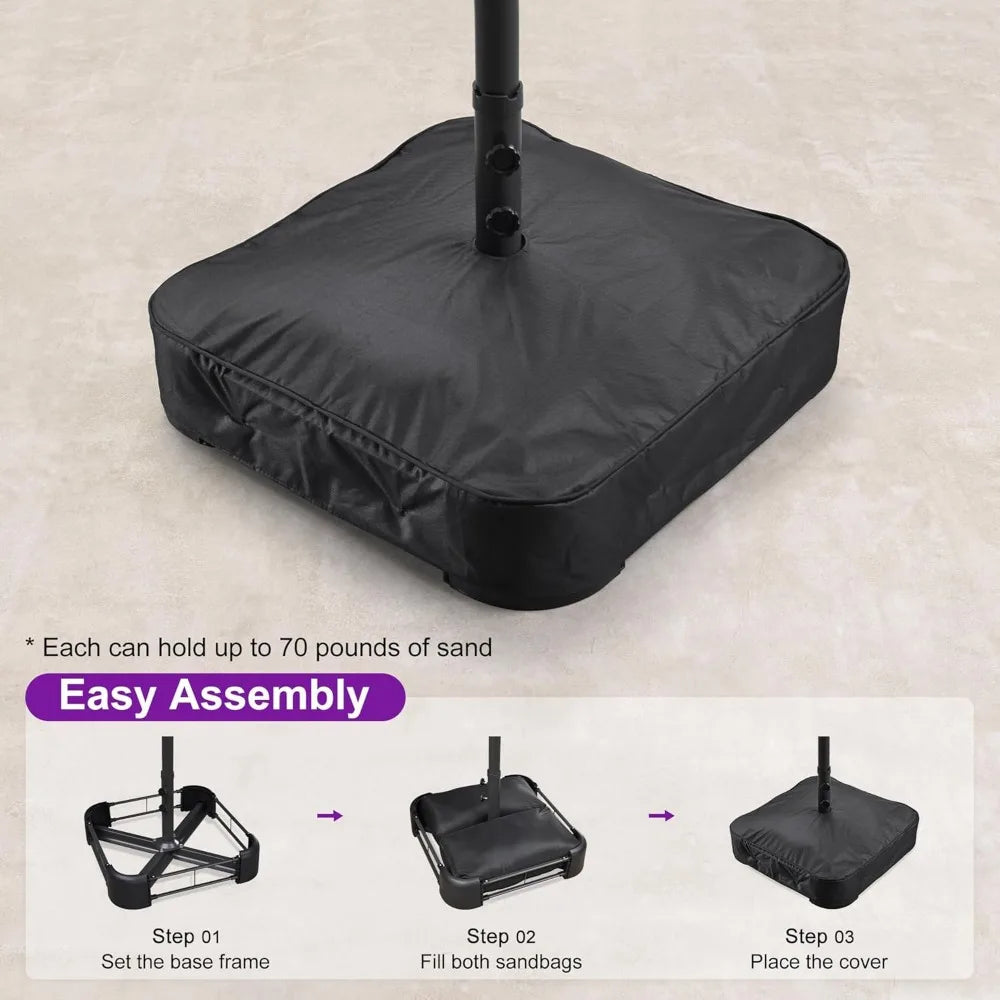XUYUAN Patio Market Umbrella With Base And Crank System