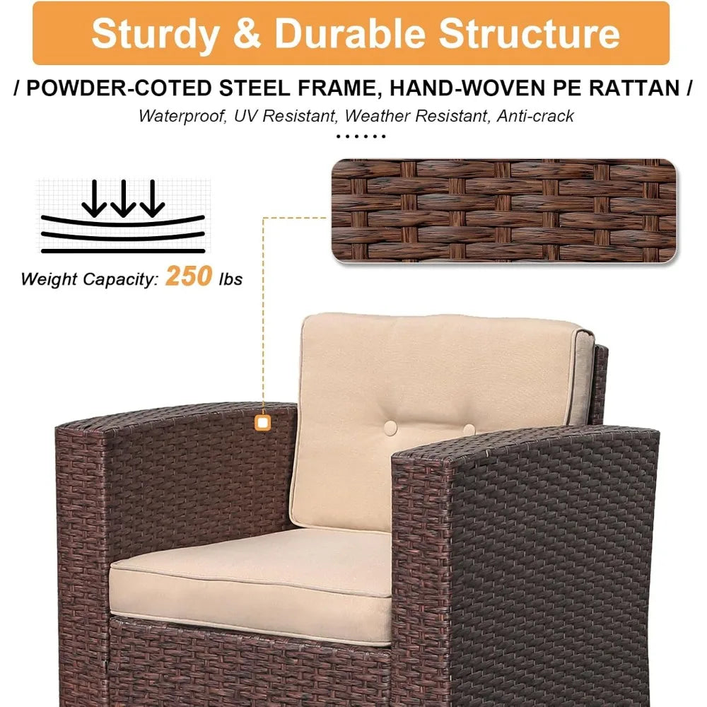 ANGDUO Outdoor Patio Furniture Set With Fire Pit Table