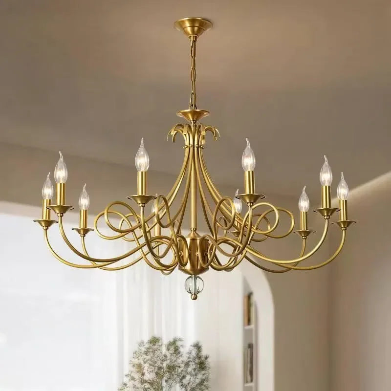 OUFULA Dorian Village Brass Chandelier LED Pendant Lamp
