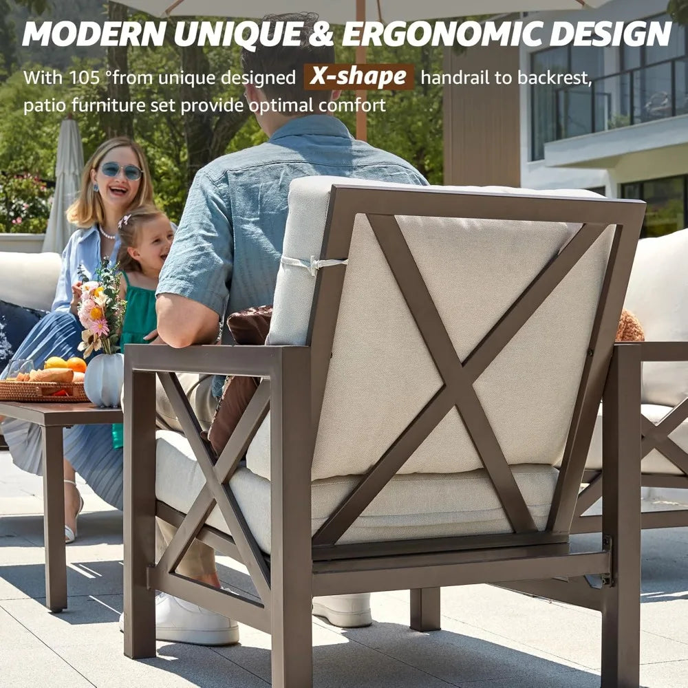 ANGDUO Outdoor Modern Metal Patio Furniture Set Collection