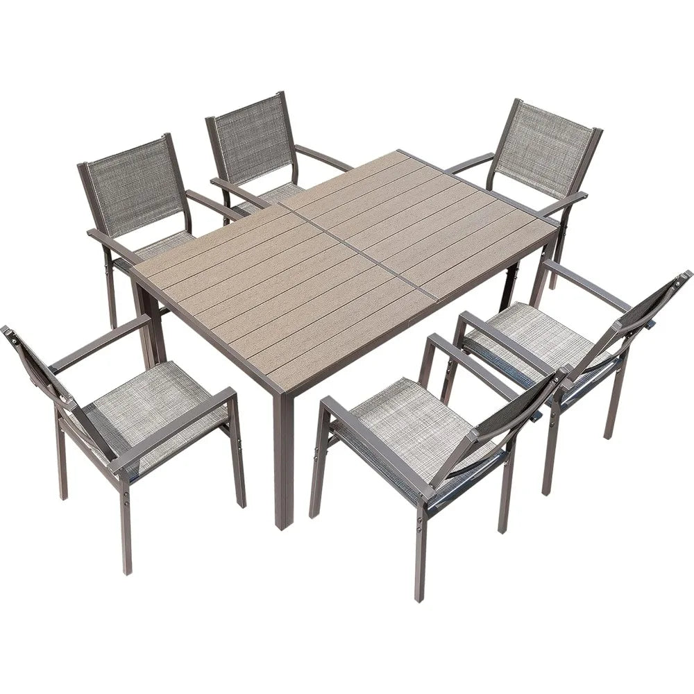DAFIFY 7 Piece Patio Dining Set Outdoor Table Chairs