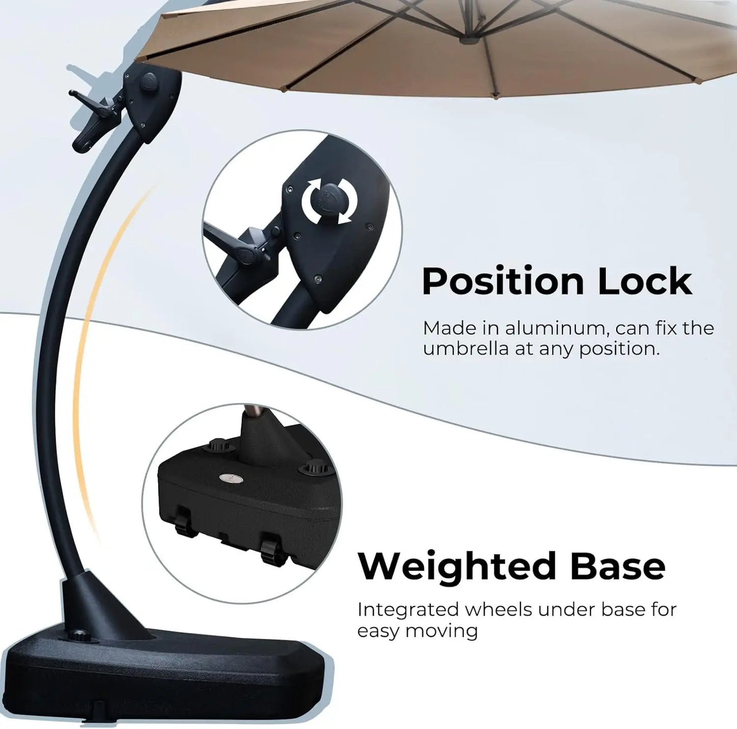 Grand Patio Outdoor Cantilever Aluminum Umbrella With Base