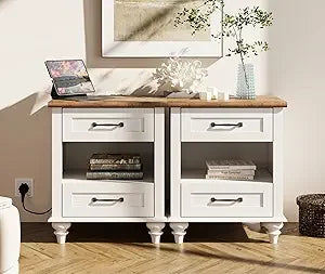 RBXC Set Of 2 End Tables With Charging Station Nightstands