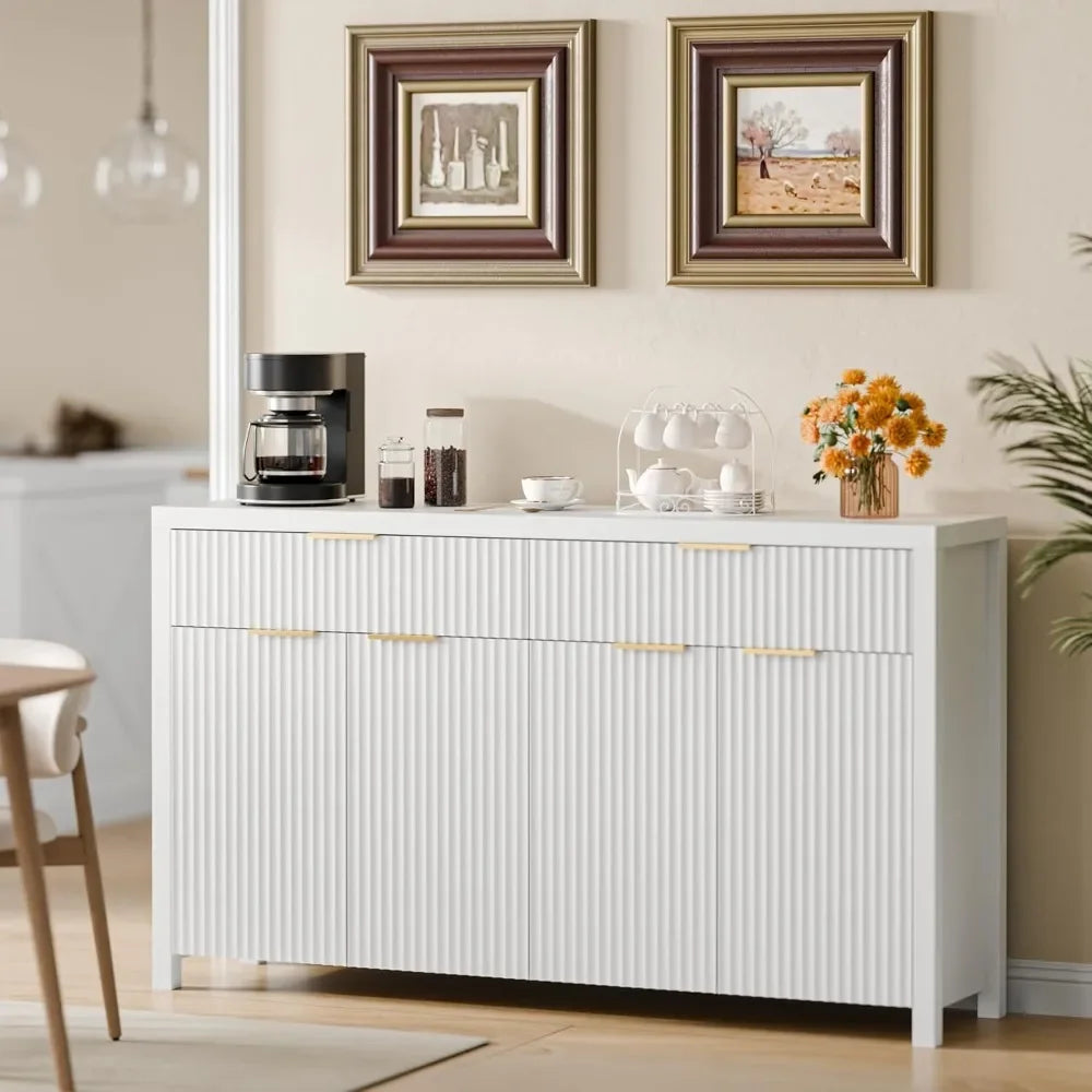 ANGDUO Fluted Storage Cabinet With Drawers And Shelves