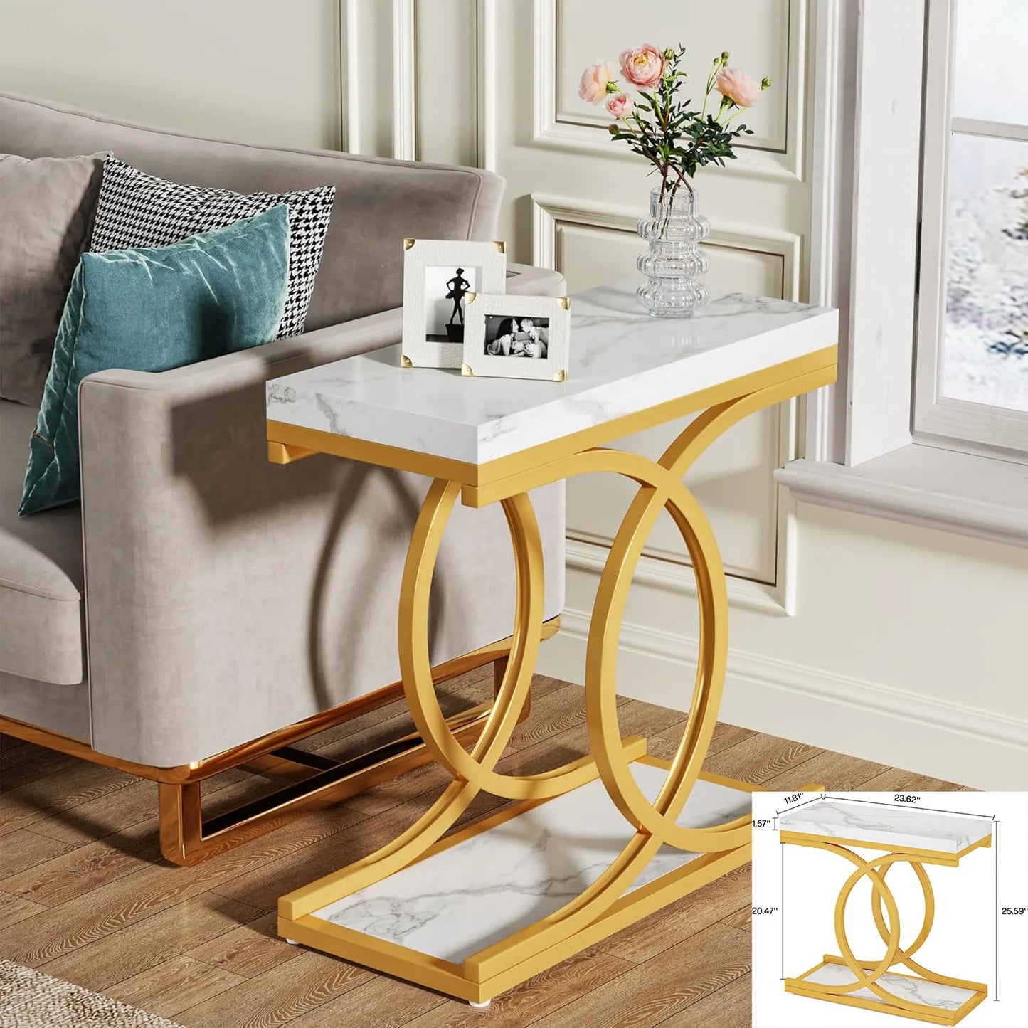 Little Tree Modern Square Two Tier End Table With Storage