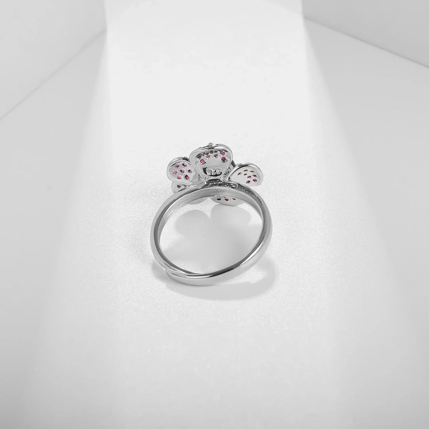 GEM'S BALLET Garnet Flower Ring Sterling Silver For Women
