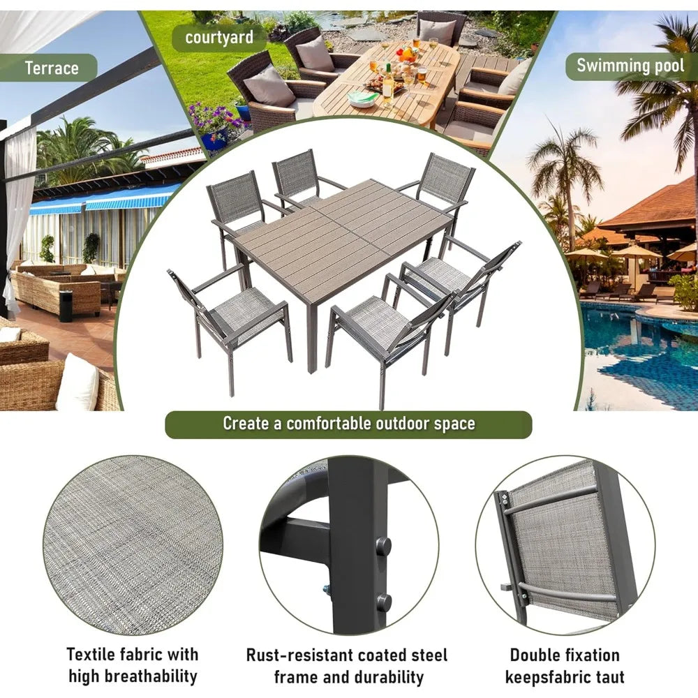 DAFIFY 7 Piece Patio Dining Set Outdoor Table Chairs