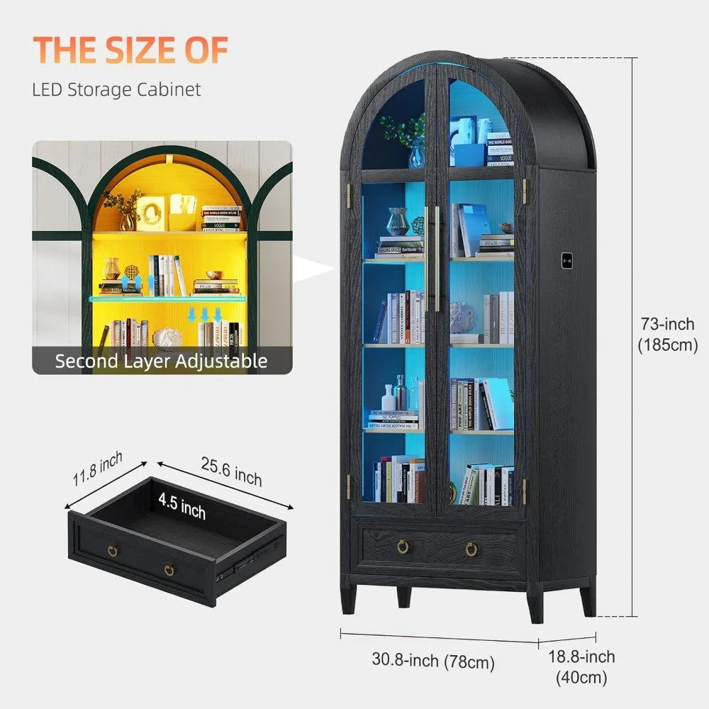 RBXC Arch Display Cabinet With Glass Doors 4 Tier Unit