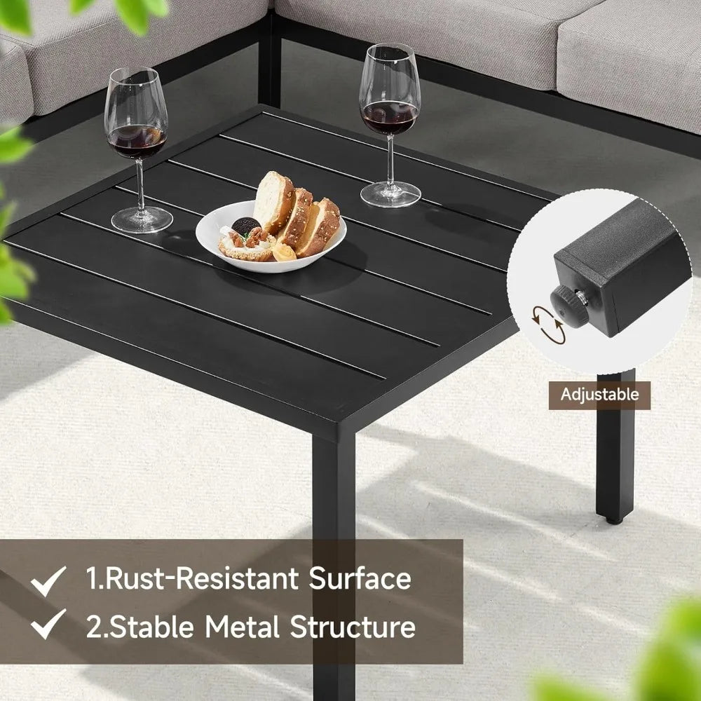 ANGDUO Patio Furniture Set L Shaped Sofa Coffee Table