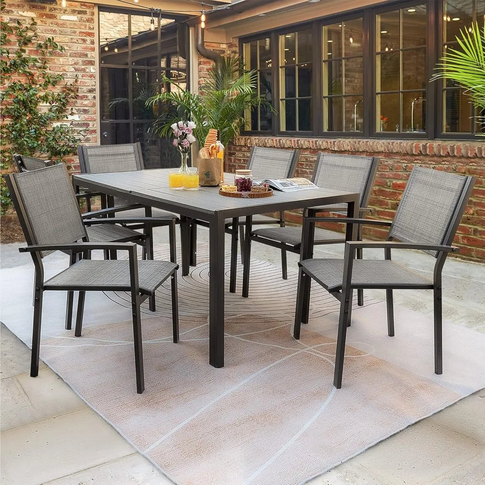 DAFIFY 7 Piece Patio Dining Set Outdoor Table Chairs