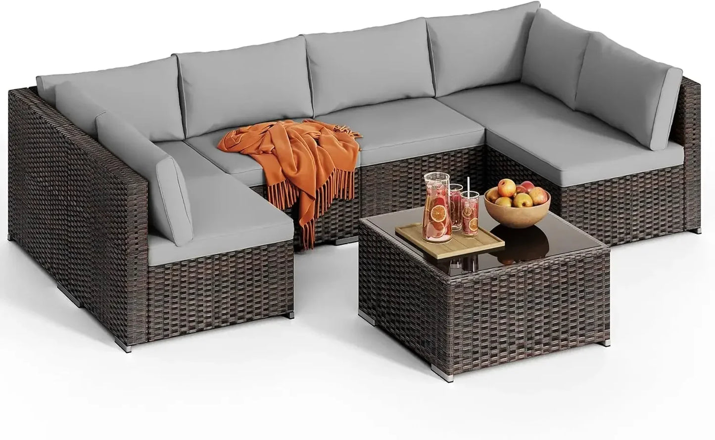 General Use Outdoor PE Rattan L Shape Patio Sectional Sofa