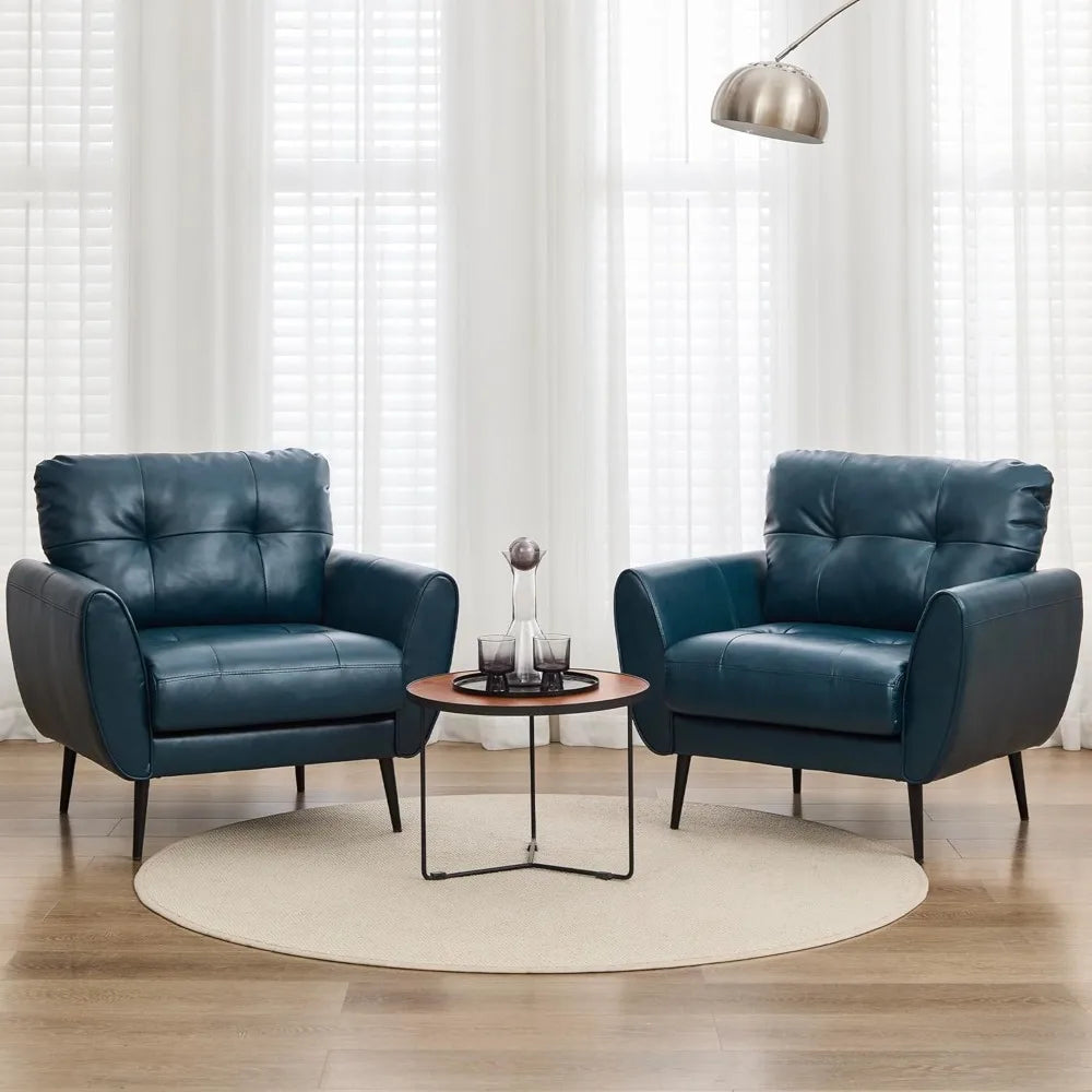Zhiyong Accent Chairs Set of 2 Faux Leather Tufted Modern