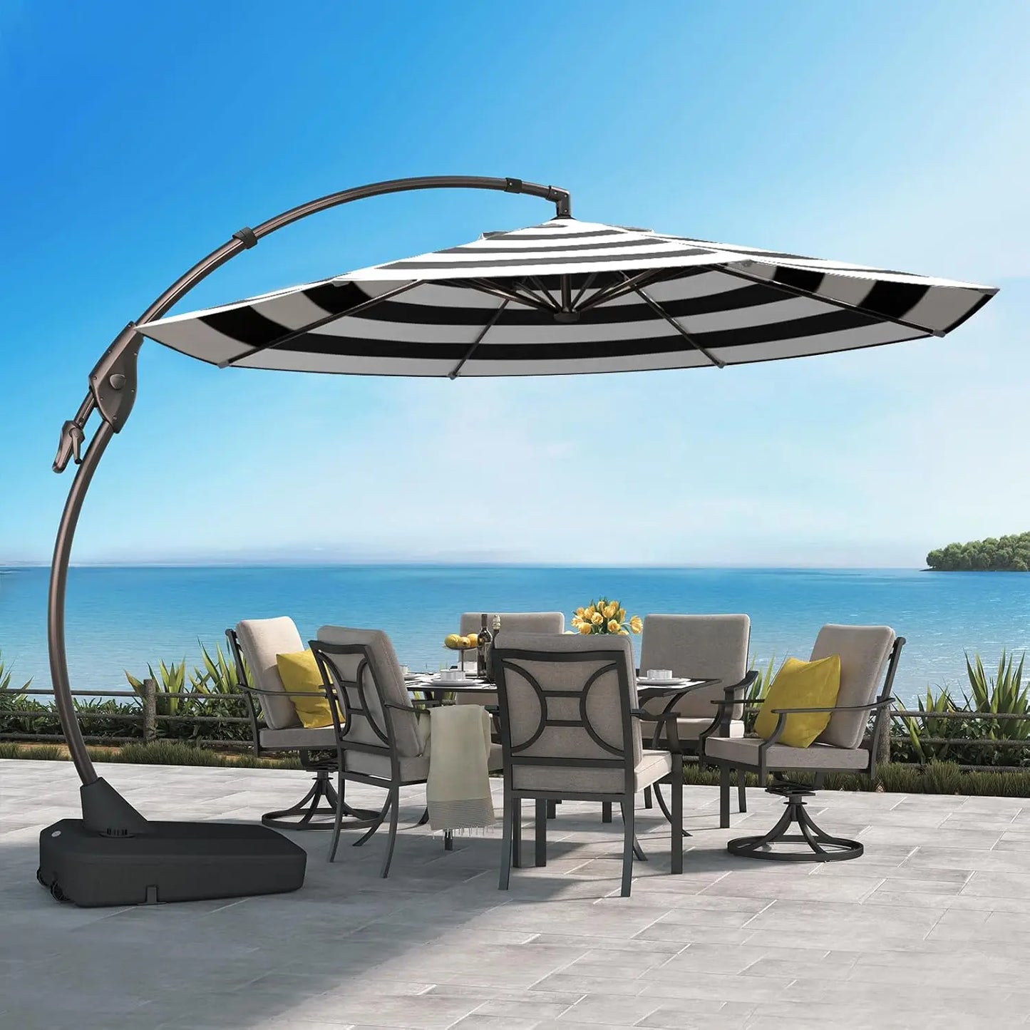 Grand Patio Outdoor Cantilever Aluminum Umbrella With Base