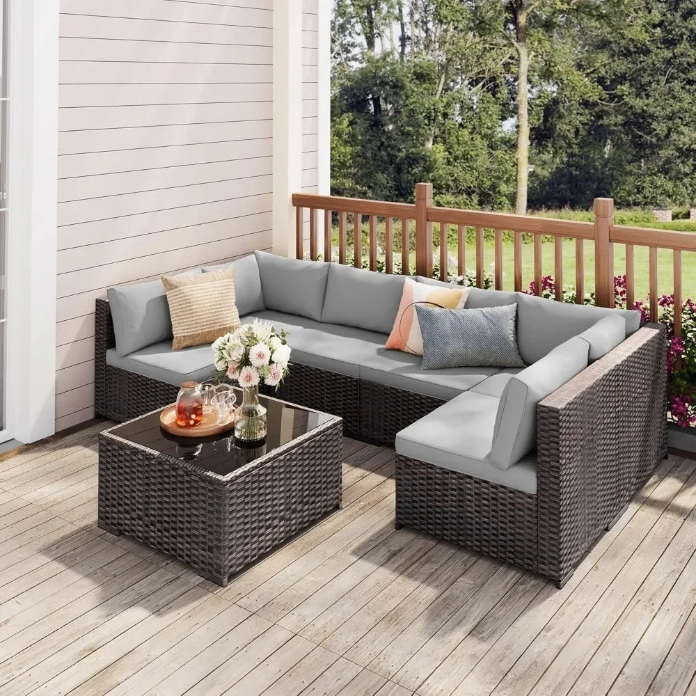 General Use Outdoor PE Rattan L Shape Patio Sectional Sofa