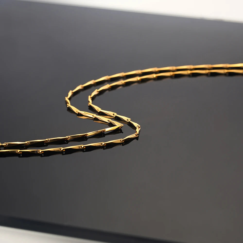 18K Gold Plated Punk 2mm Chain Necklaces 925 Sterling Silver Hiphop/Rock Link Chain Jewelry For Women Girl Gifts Ships from USA