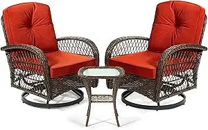 MKDK Patio Furniture Set Outdoor Wicker Bistro Rockers