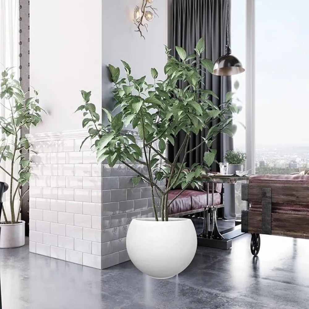 Fiberstone Tall Planter With Drainage Hole Indoor Outdoor