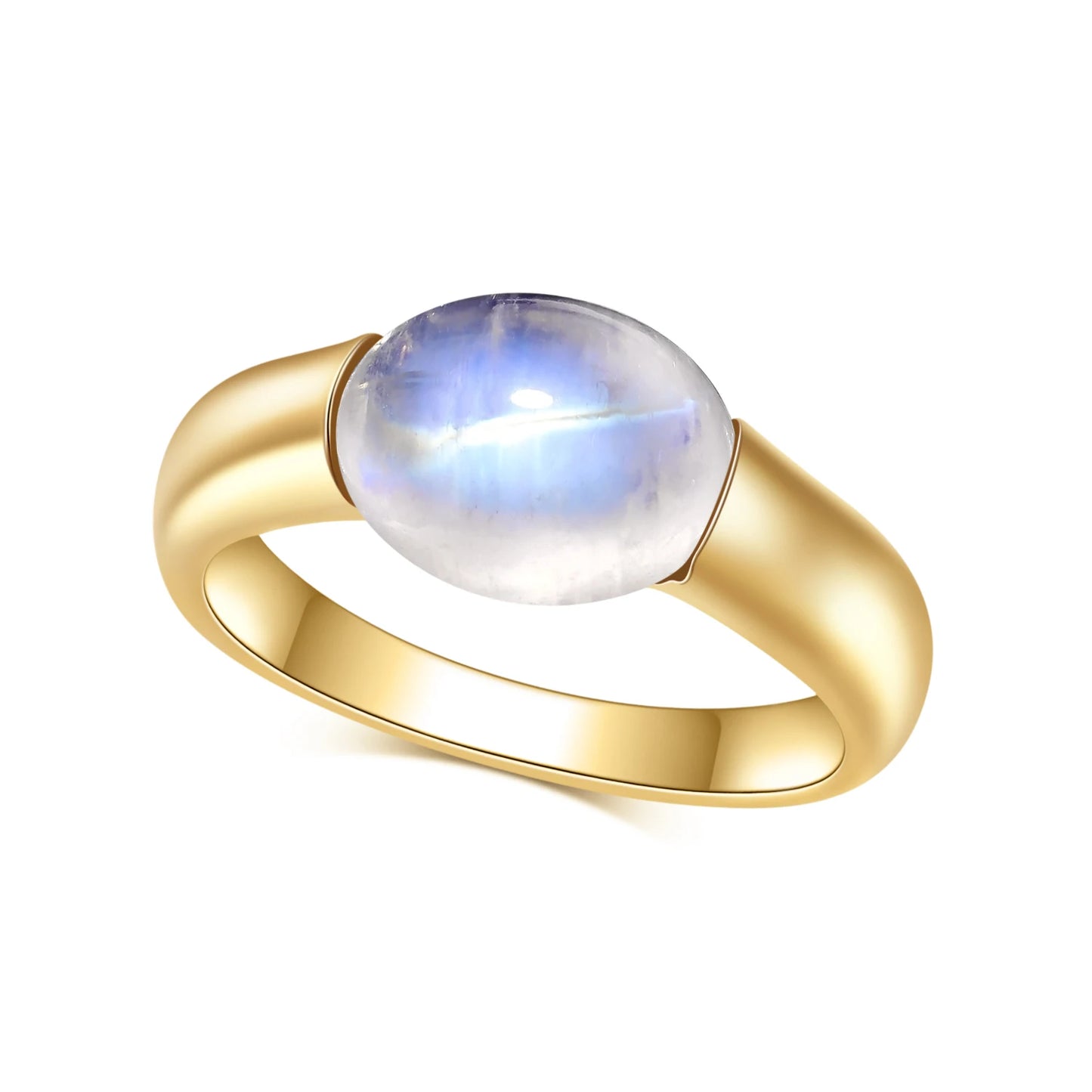 GEM'S BALLET Moonstone Ring 925 Silver Gold Plated Jewelry