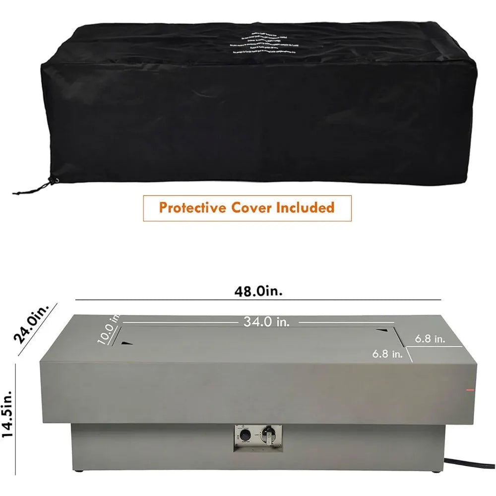 Outdoor 50K BTU Propane Fire Table Rectangular Patio