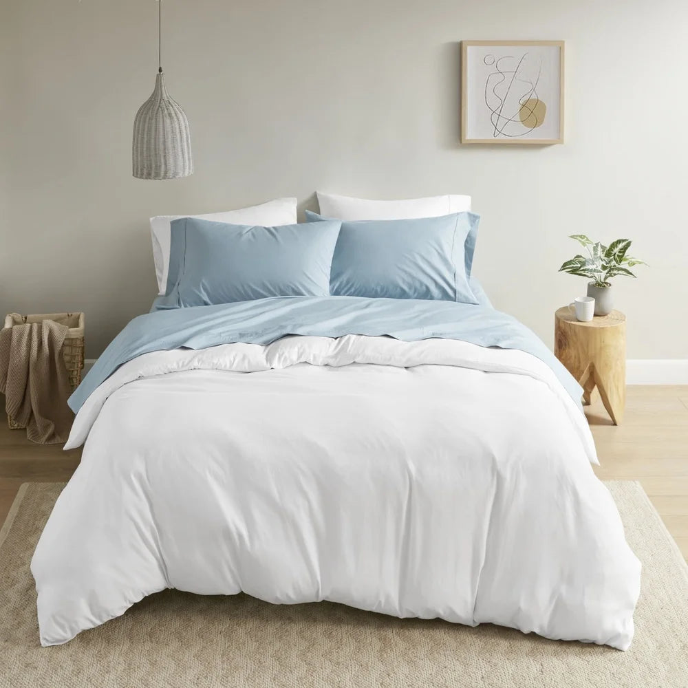 DUTRIEUX 200 Thread Count Cotton Percale Sheet Set Soft