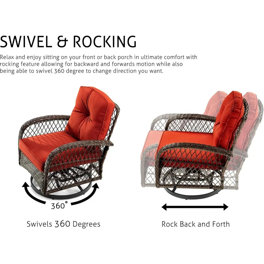 MKDK Patio Furniture Set Outdoor Wicker Bistro Rockers