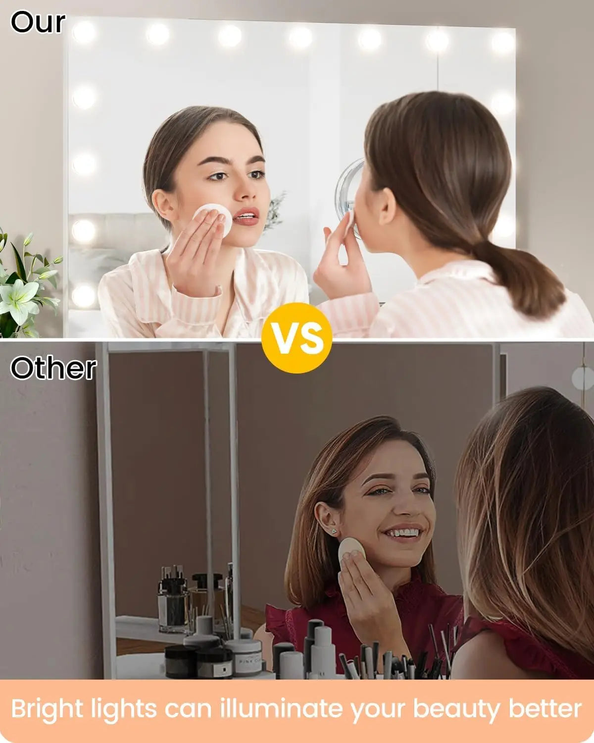 Vanity Mirror with Lights 17 Dimmable LED Bulbs Lighted 3 Color Modes Touch Control Makeup Mirror 3X Magnification for Bedroom