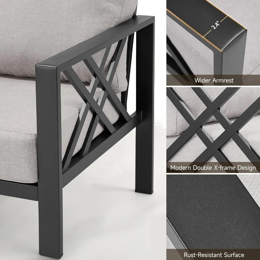 ANGDUO Patio Furniture Set L Shaped Sofa Coffee Table
