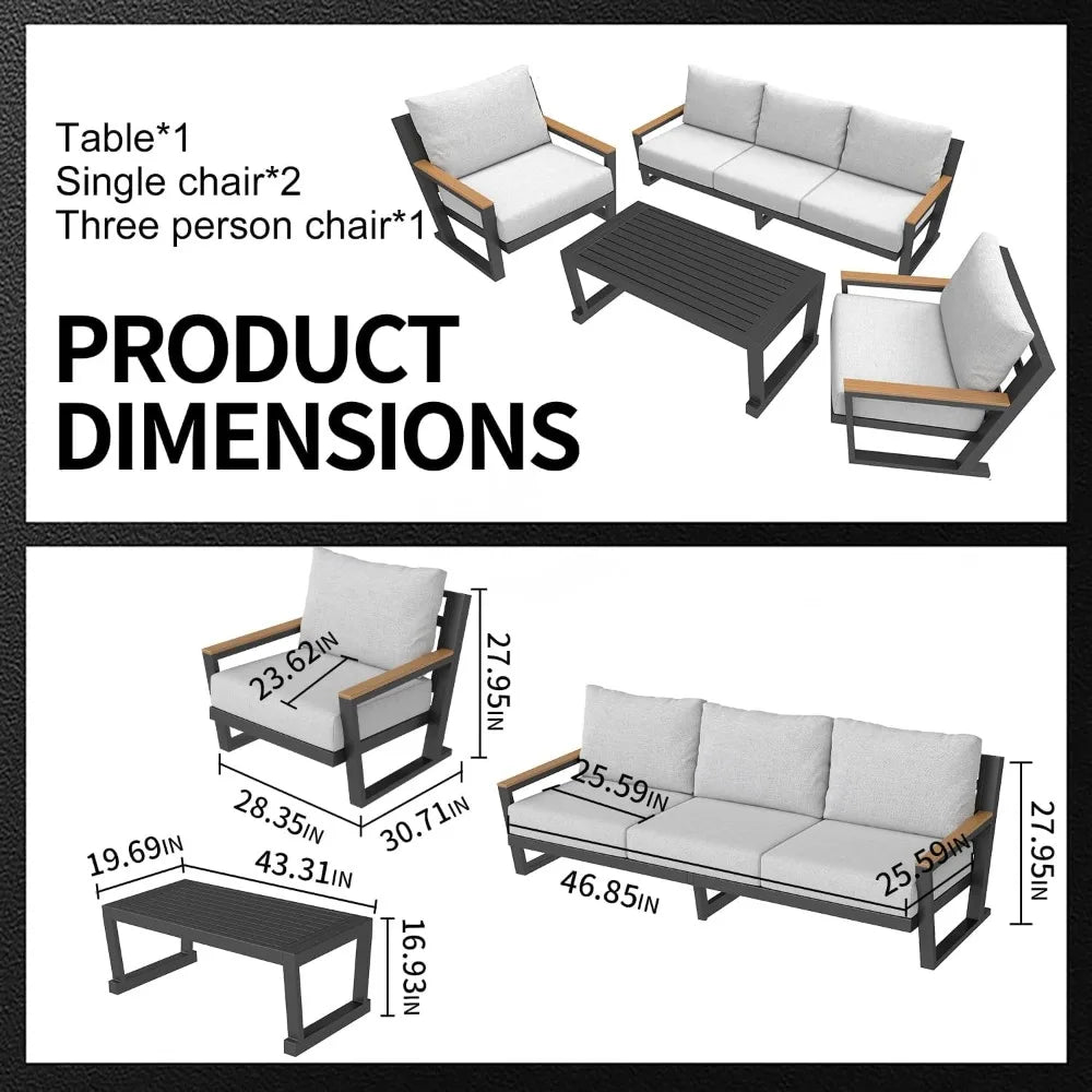 Angduo Aluminum Outdoor Sofa Set Patio Furniture Sectional