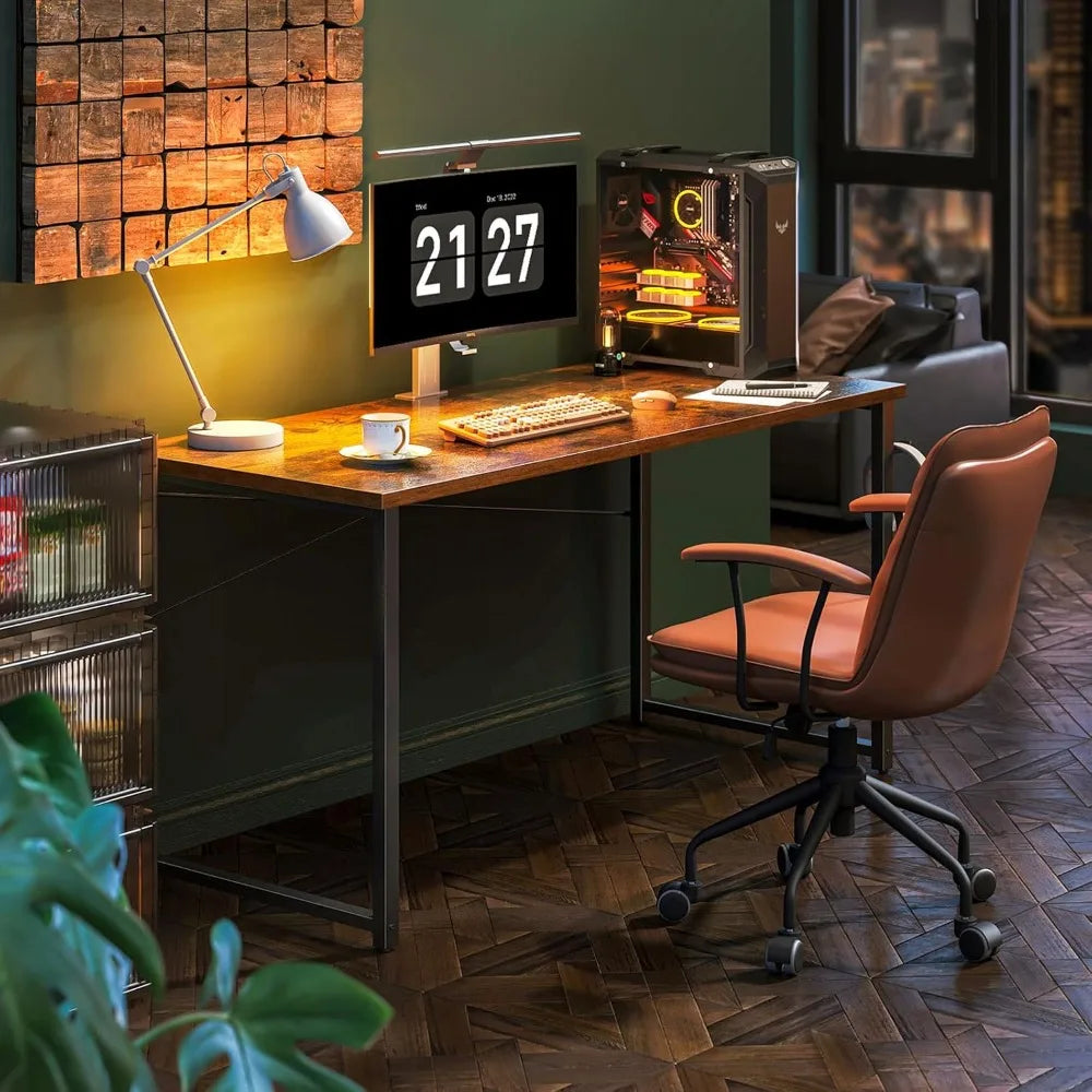 55 Inch Modern Computer Desk for Home Office and Study Vintage Writing Desk