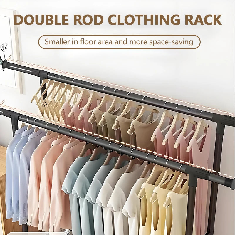 Hign Concerned Wheeled Floor Standing Clothes Hanger Rack