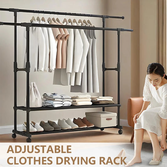 Hign Concerned Wheeled Floor Standing Clothes Hanger Rack