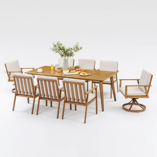 SeeHill Patio Furniture Set Aluminum Dining Swivel Chairs