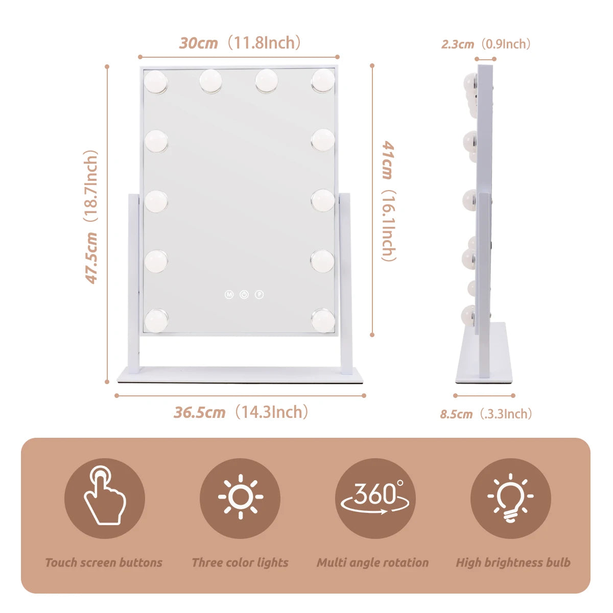 Hollywood Vanity Mirror With Lights Dimmable LED Bulbs