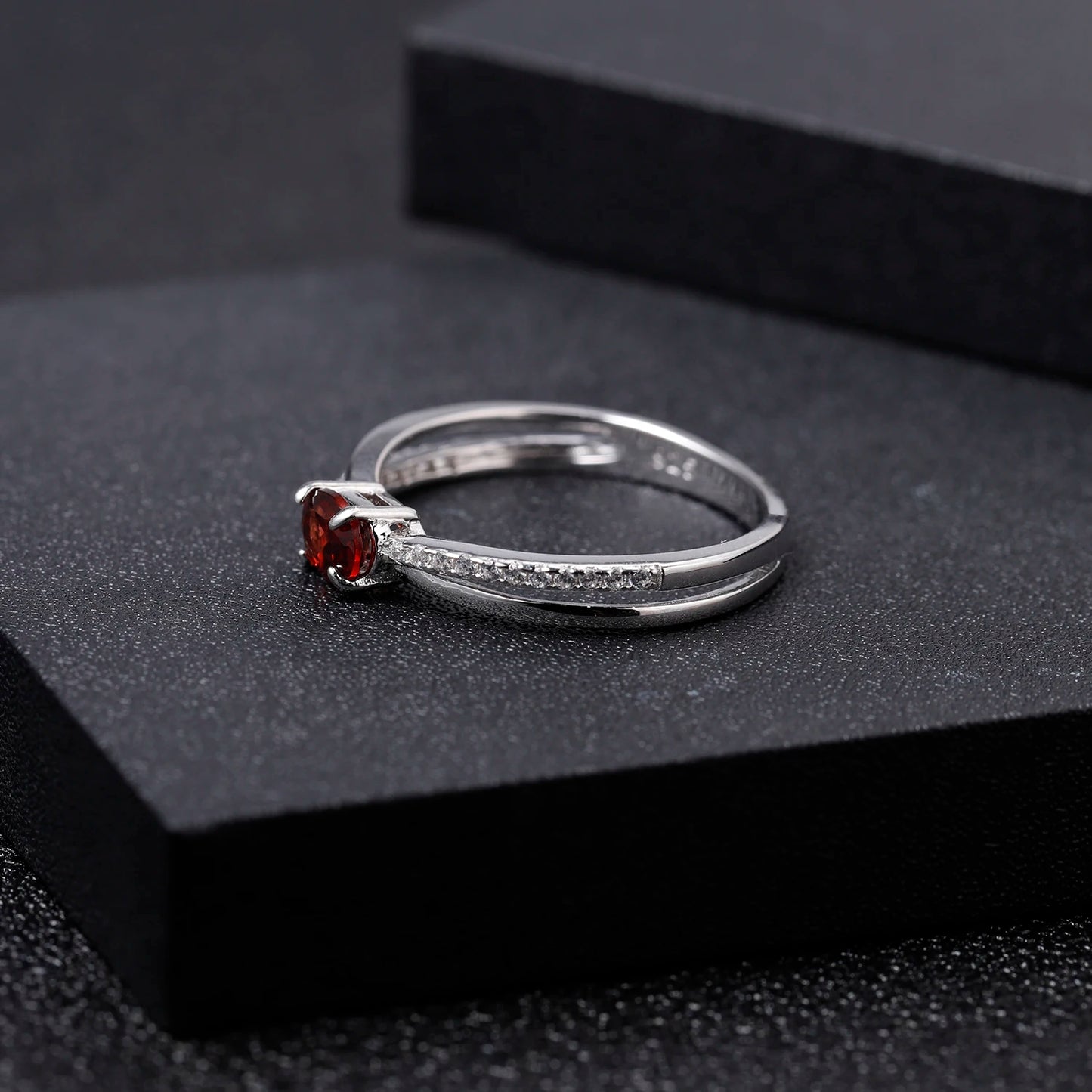GEM'S BALLET Garnet Ring For Women Birthstone 925 Silver