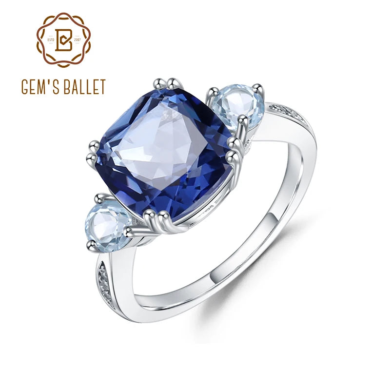 Gems Ballet Iolite Mystic Quartz Sky Topaz Cocktail Ring