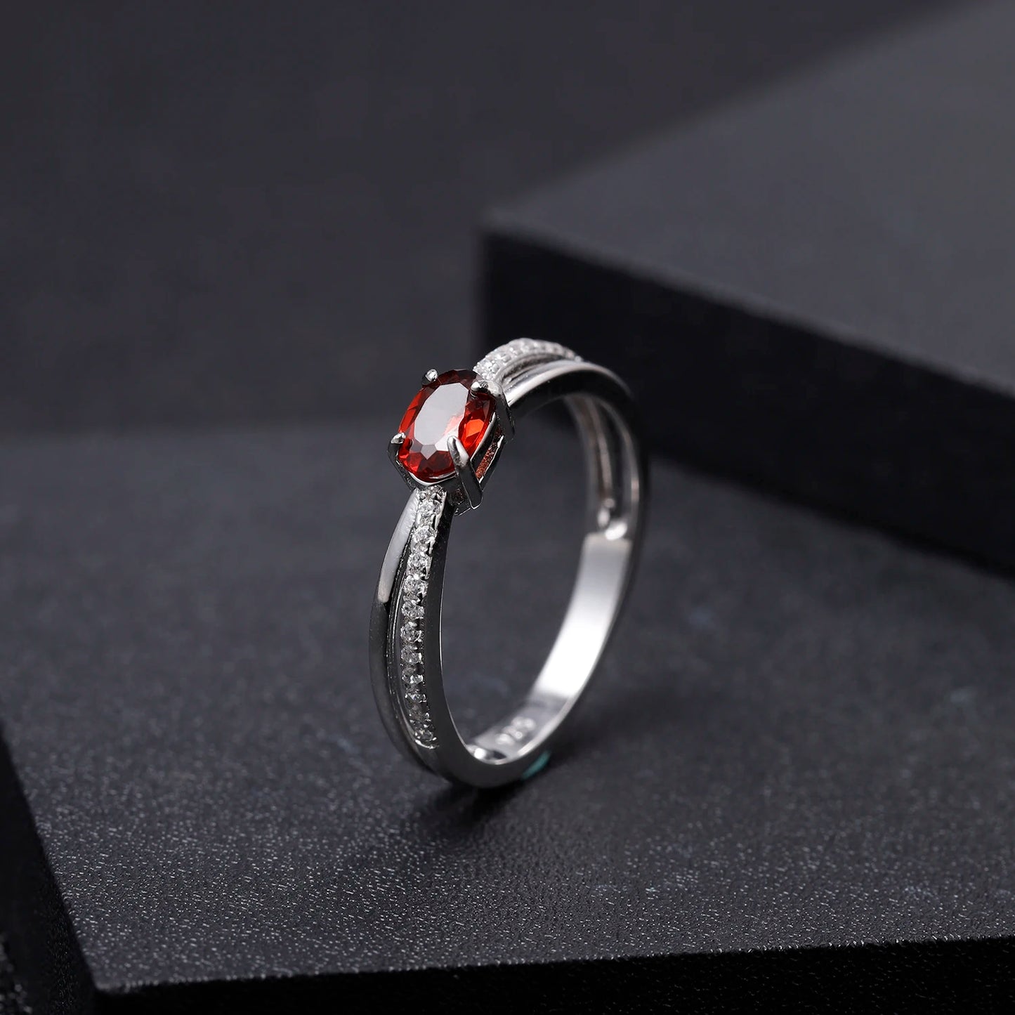 GEM'S BALLET Garnet Ring For Women Birthstone 925 Silver