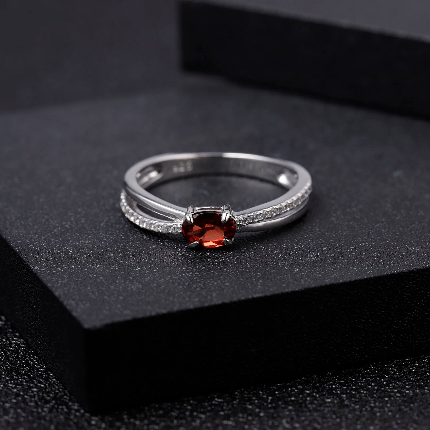GEM'S BALLET Garnet Ring For Women Birthstone 925 Silver