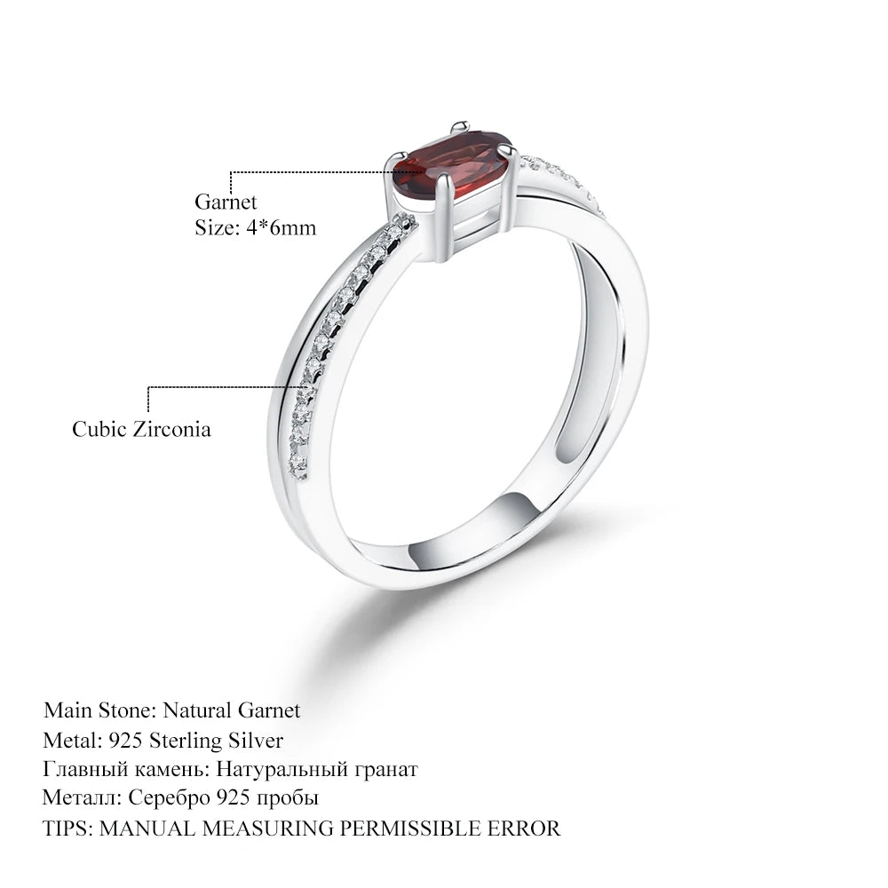 GEM'S BALLET Garnet Ring For Women Birthstone 925 Silver