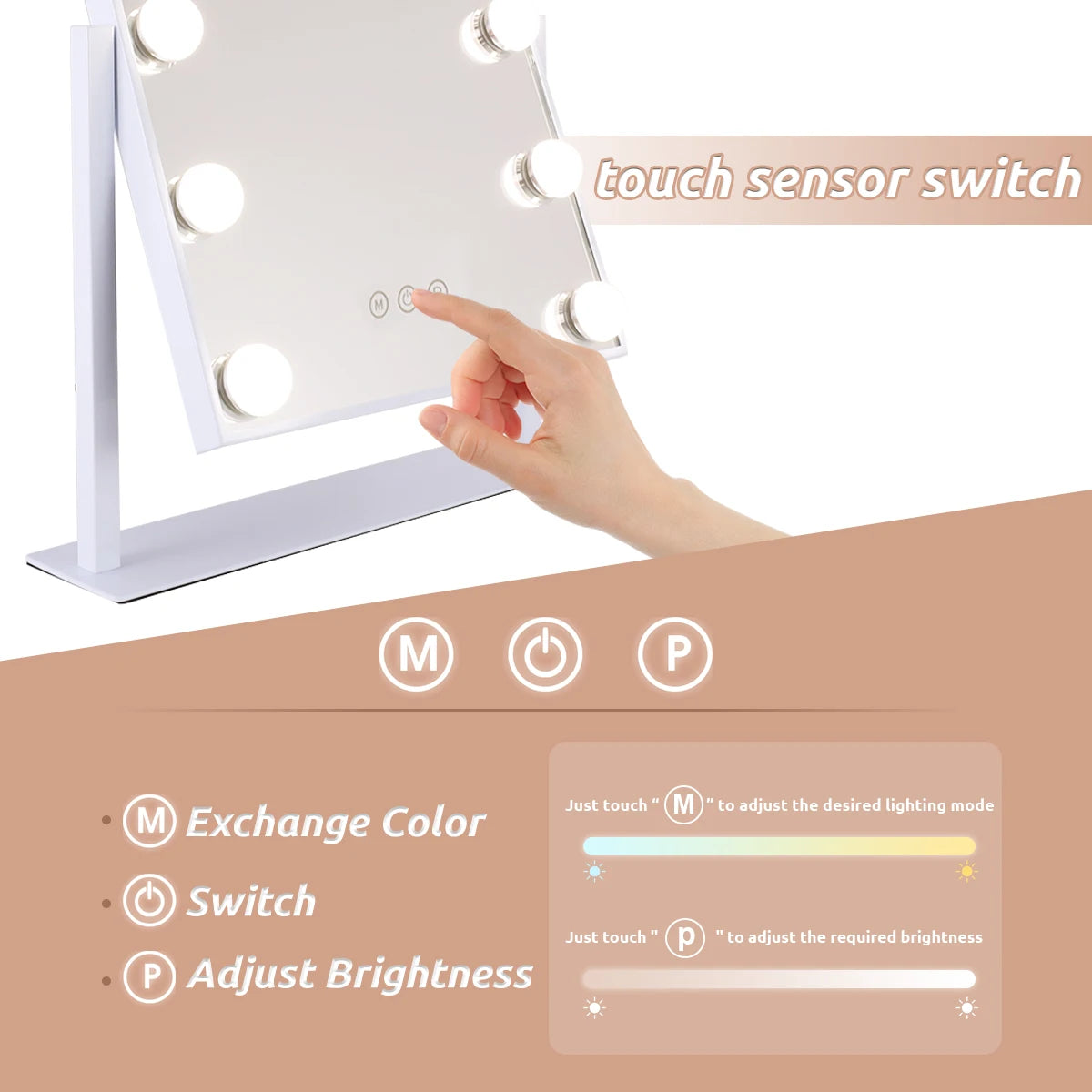 Hollywood Vanity Mirror With Lights Dimmable LED Bulbs